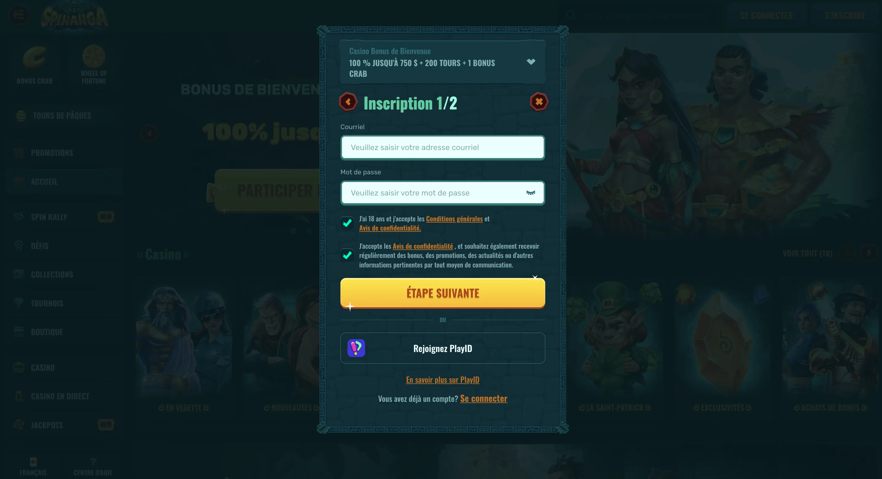 Inscription et vérification KYC sur un casino en ligne